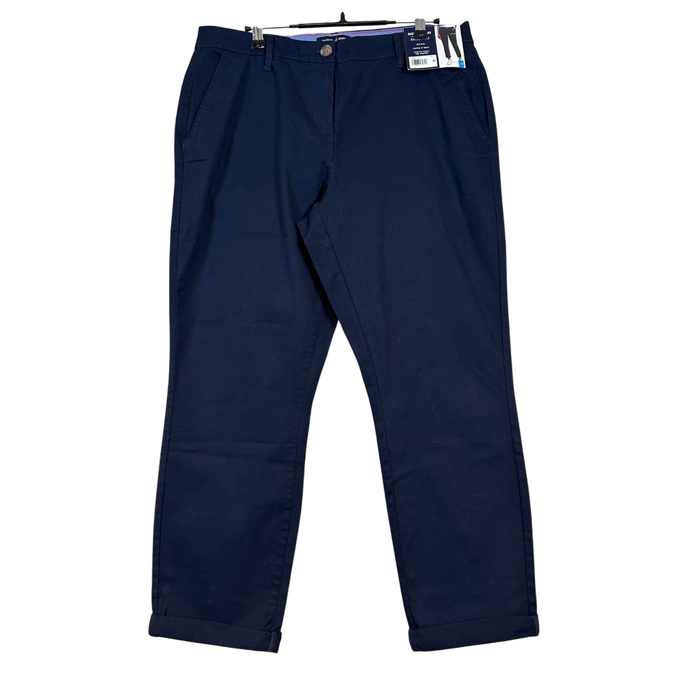 NWT Nautica Jeans Co Womens Navy Blue Mid Rise Cuffed Ankle Chino Pants Size 12